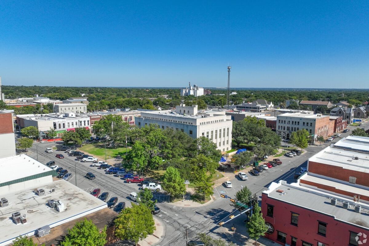 Locally owned shops surround the courthouse square in downtown Sherman.