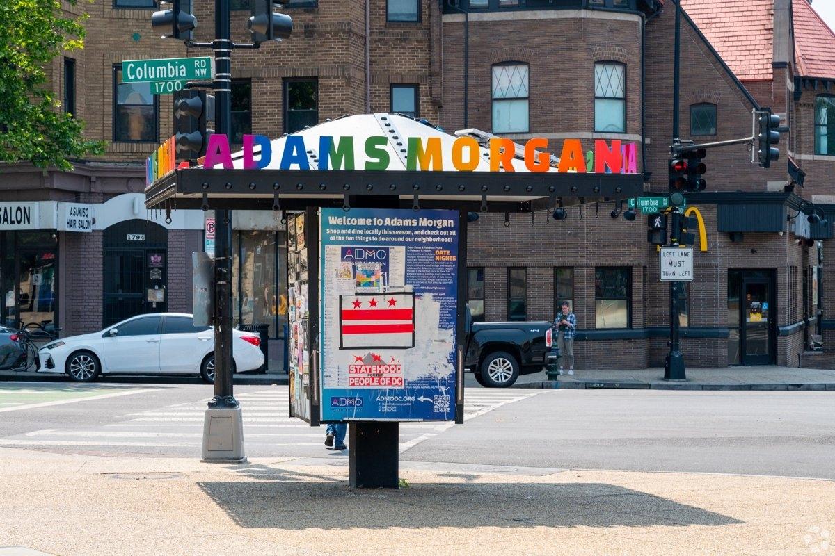 Adams Morgan in Washington, DC featuring a residential street corner.