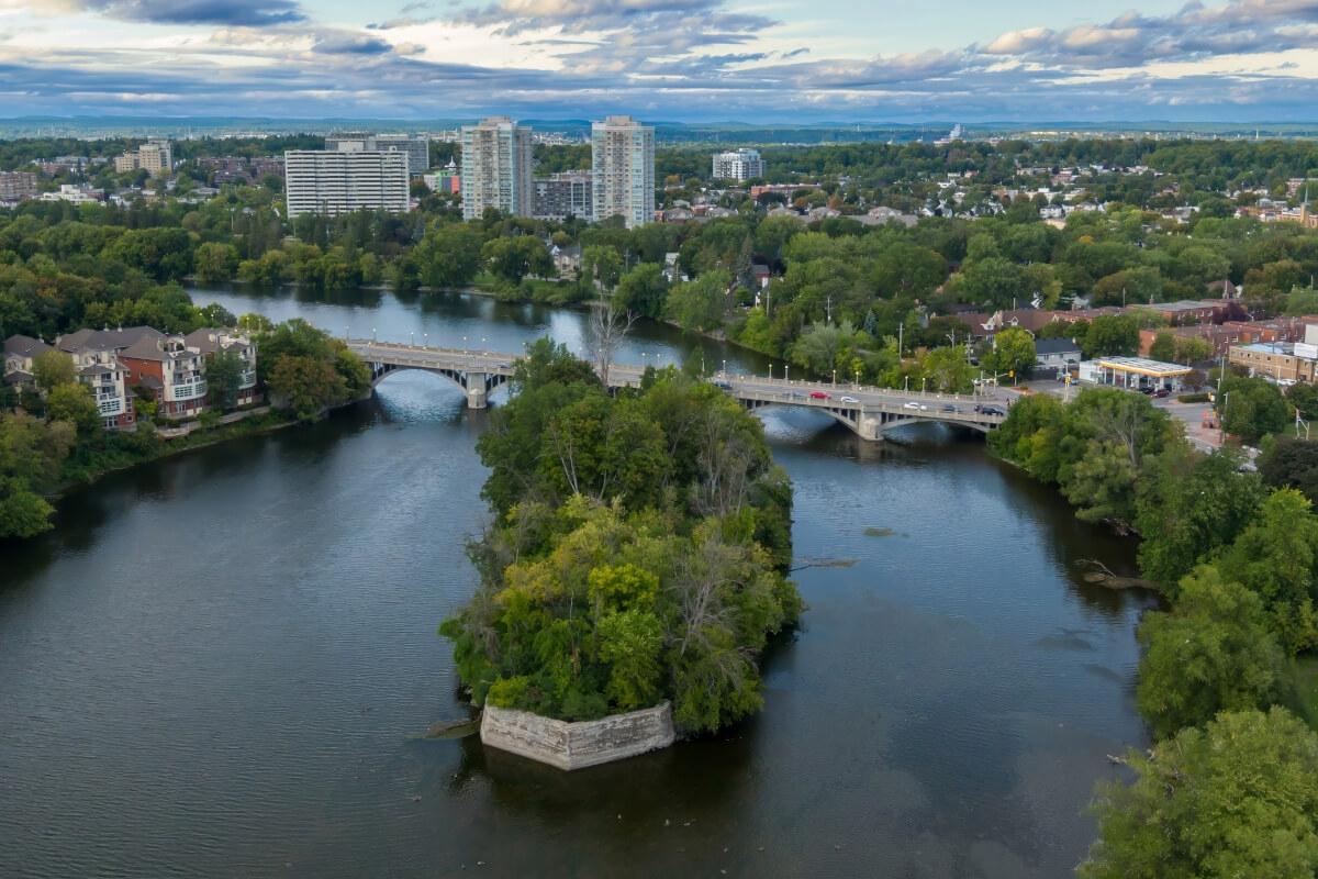 The Rideau River separates East Central from Downtown Ottawa.