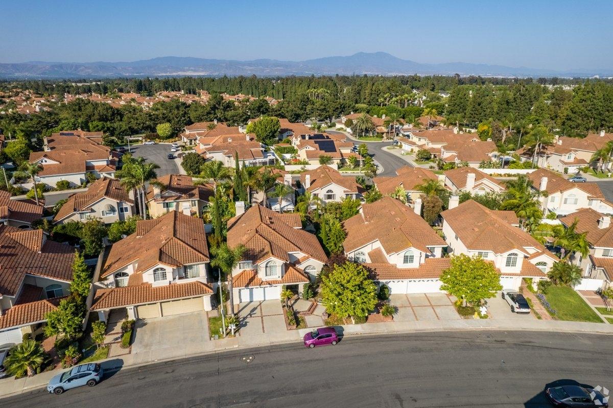 An aerial view of the Westpark neighborhood in Irvine, CA