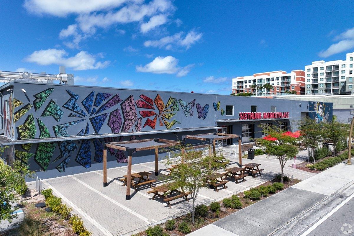 Colorful rootop lounge in Flagler Village