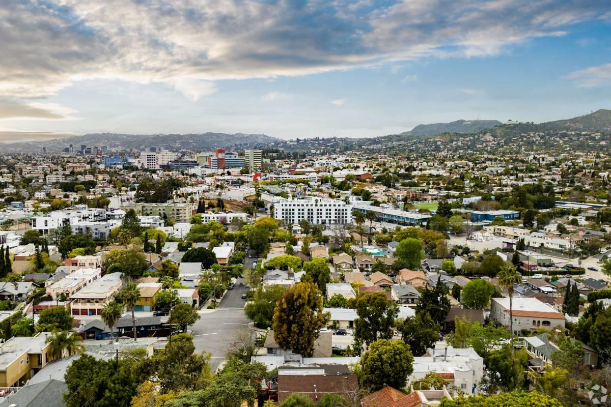 Birds eye view of Silver Lake in Los Angeles, CA