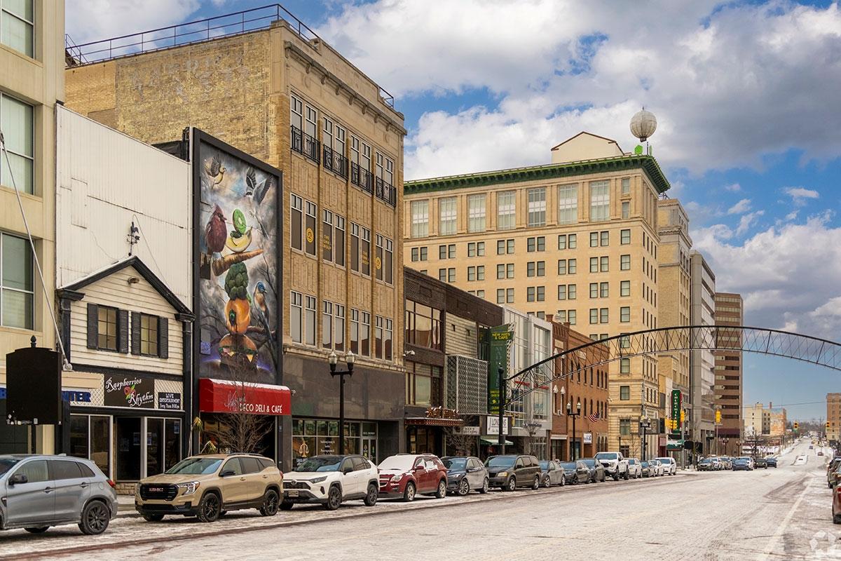 Flint's downtown is filled with historic buildings.