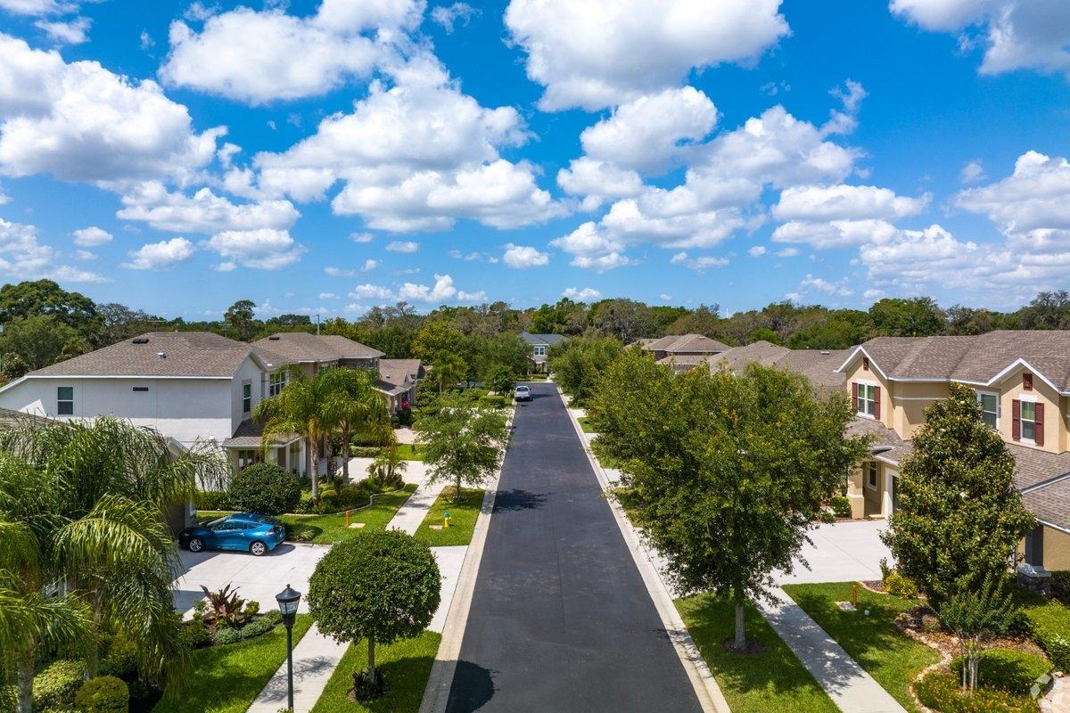 An aerial view of homes in Brandon, FL