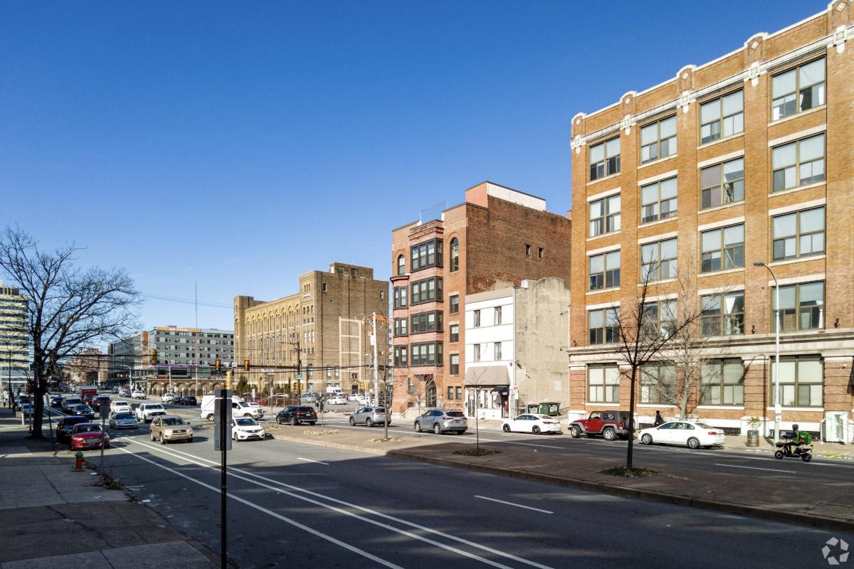 Loft buildings on Spring Garden Street in the Callowhill neighborhood of Philadelphia