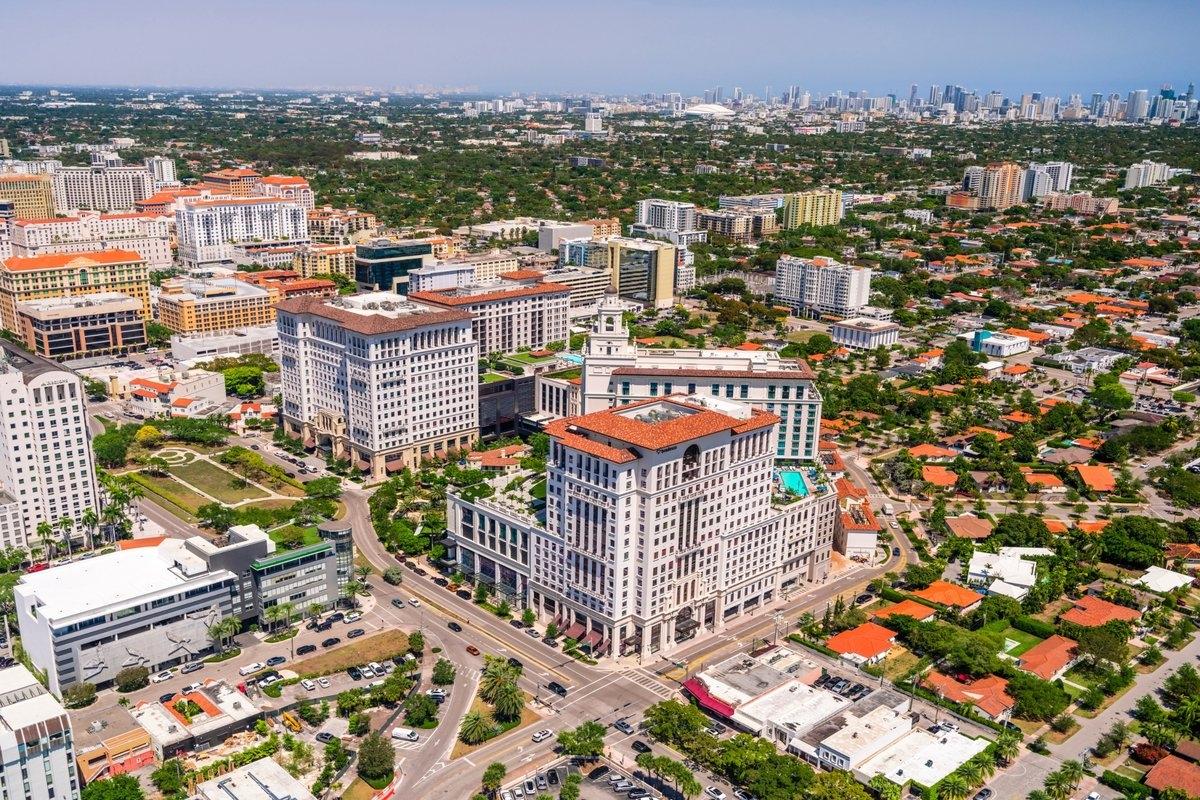 Aerial view of the Coral Gables area