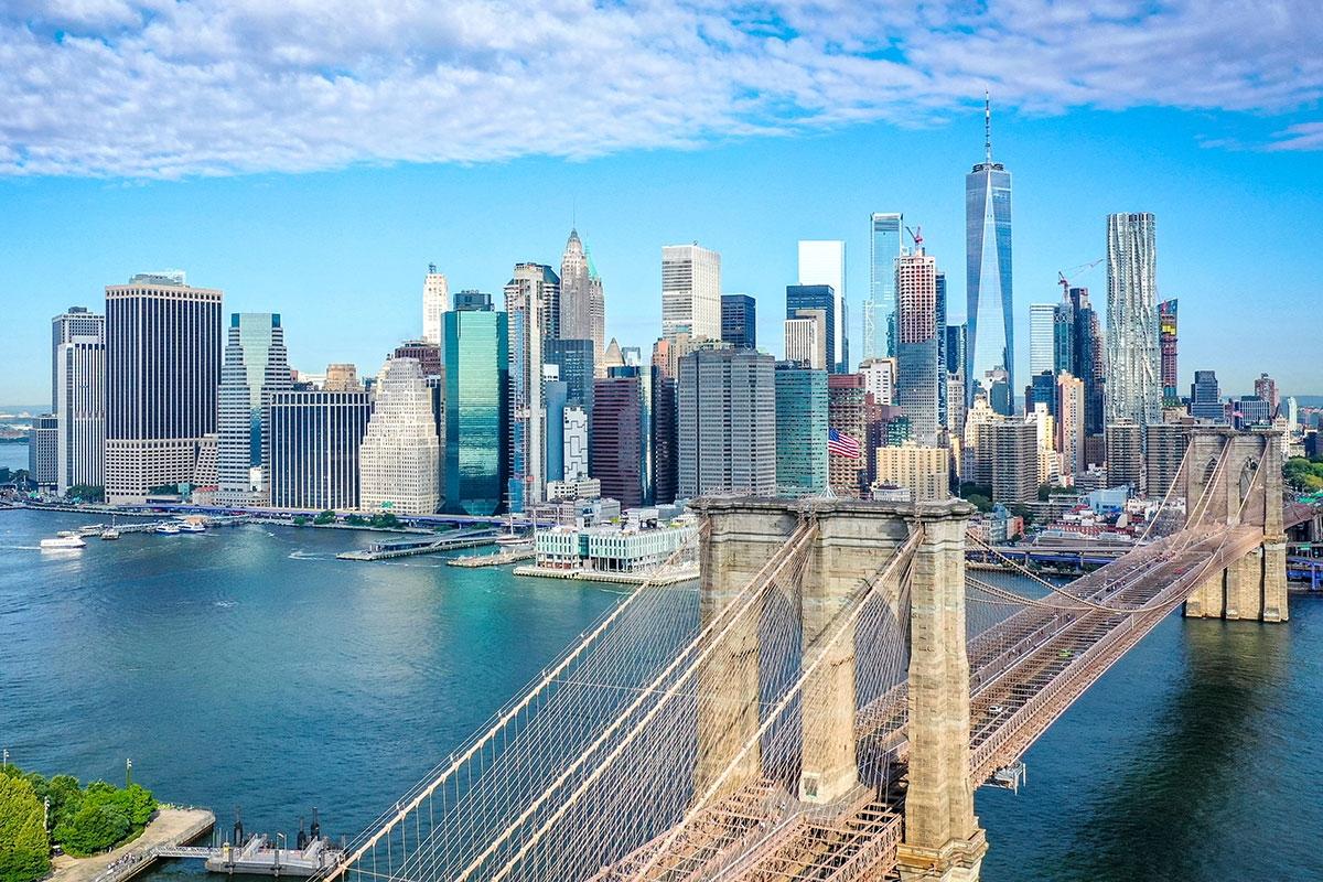 The Brooklyn Bridge will take you into the Financial District in Manhattan.