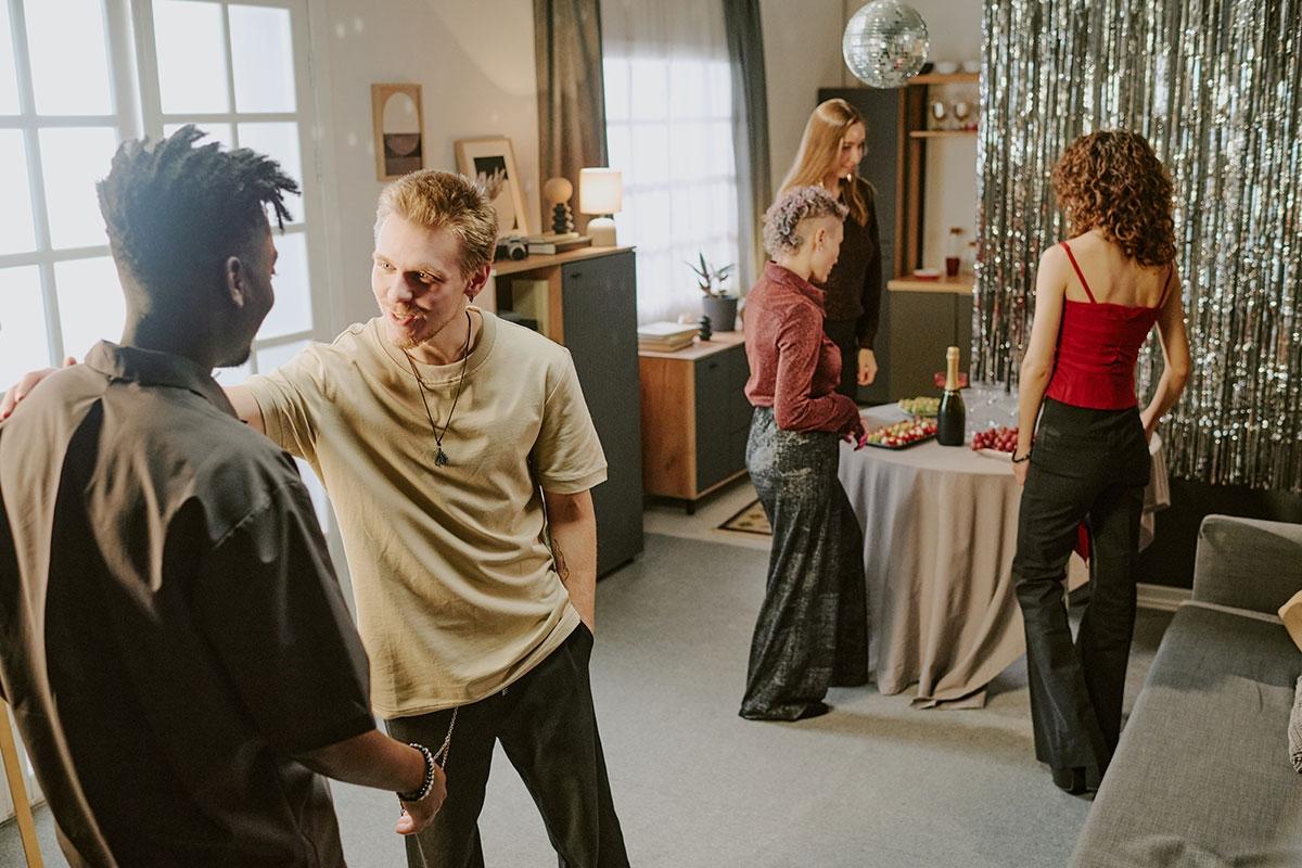 Friends decorating for a party