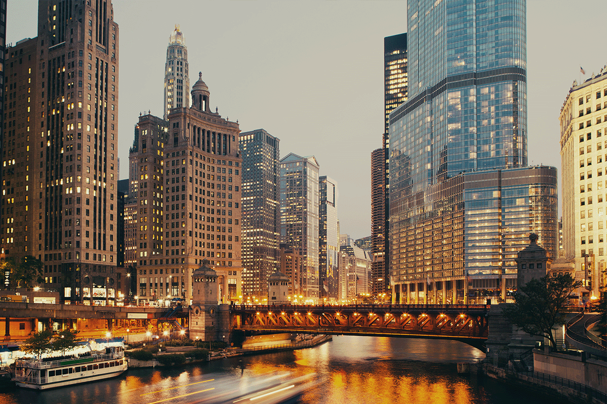 Chicago close up with warm lights