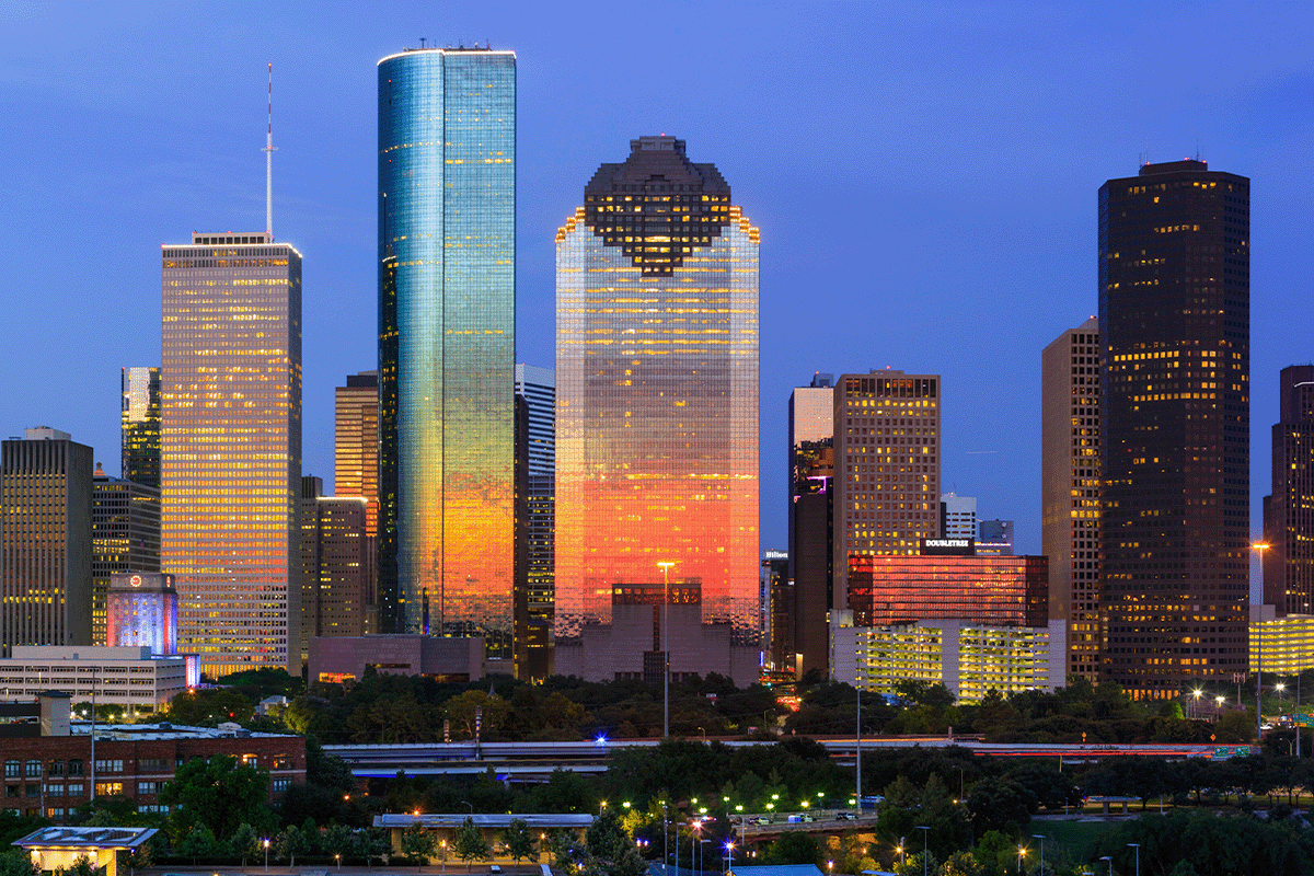 Houston skyline at dusk