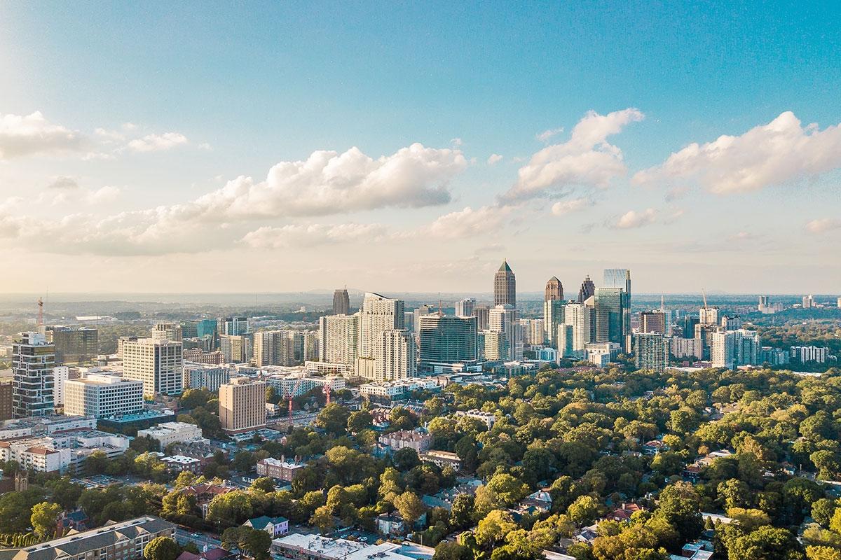 Atlanta is unique for its downtown high-rises sitting next to quaint, tree-filled neighborhoods.