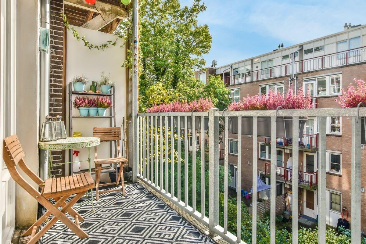 Colorful decorations on a small balcony
