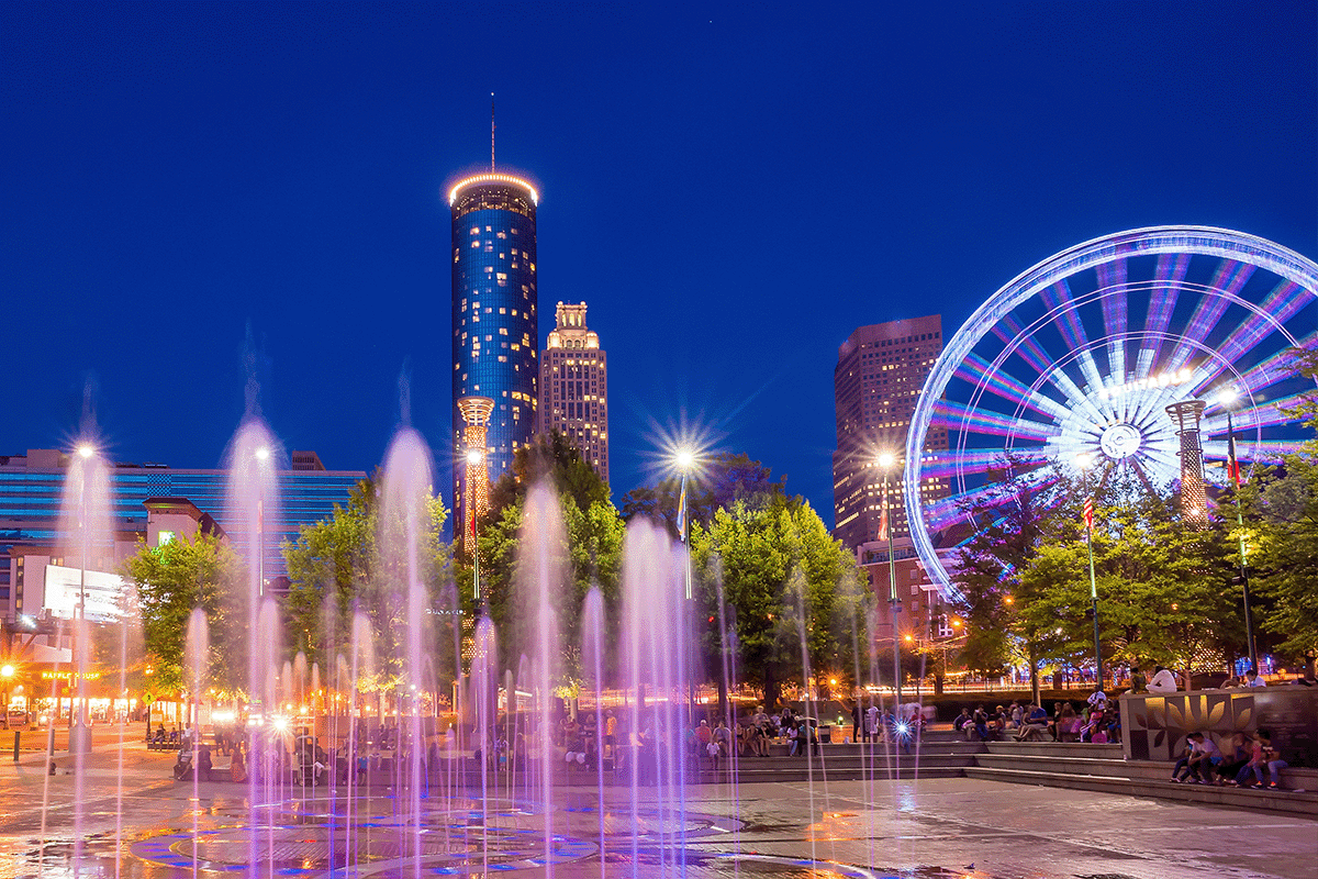 Centennial Olympic Park at night