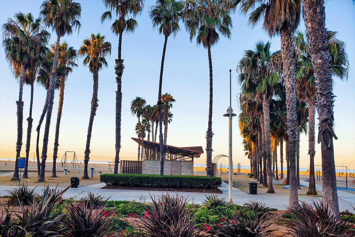 An image of Muscle Beach in the Ocean Park neighborhood of Santa Monica