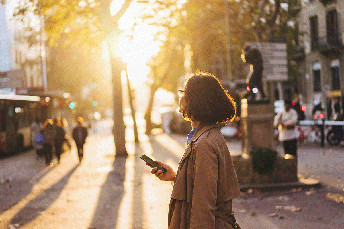 Woman looking at city