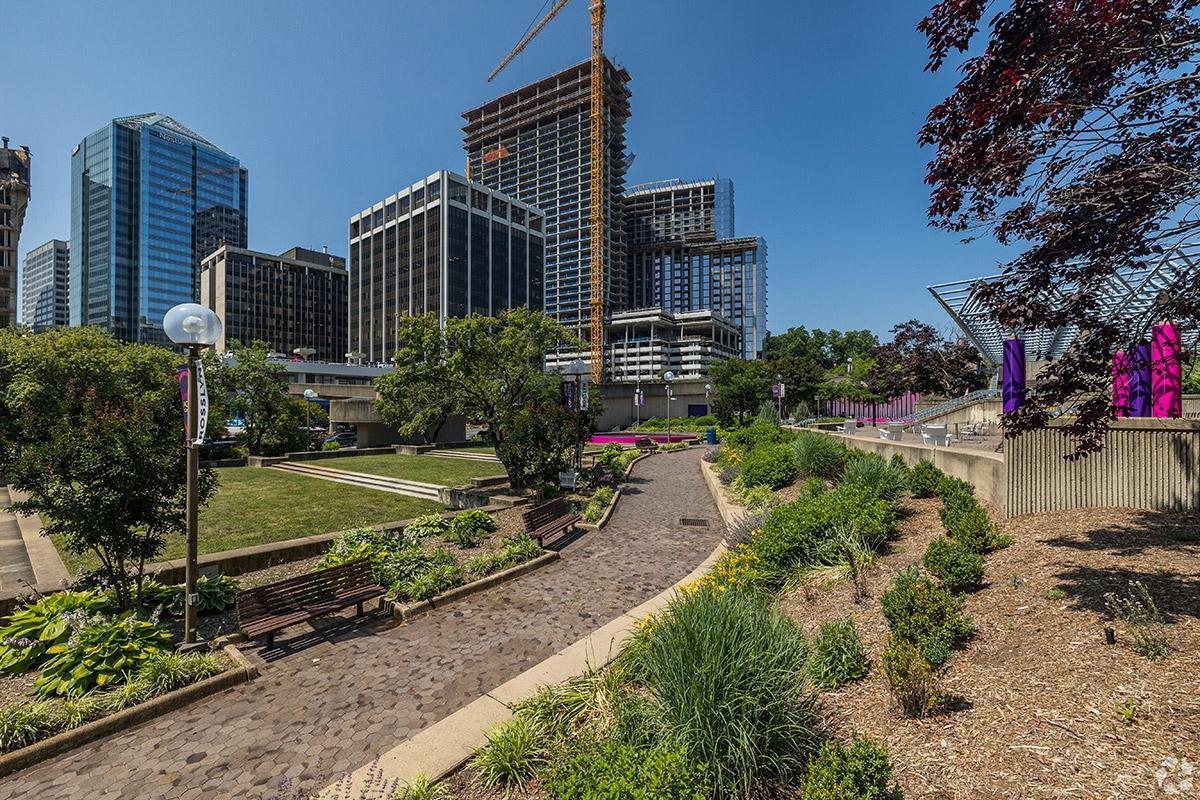 High-rises stretch over parks in Arlington.