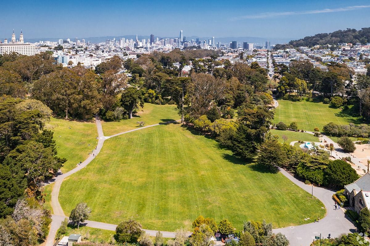 Overlook San Francisco from Robin Williams Meadow in Golden Gate Park.