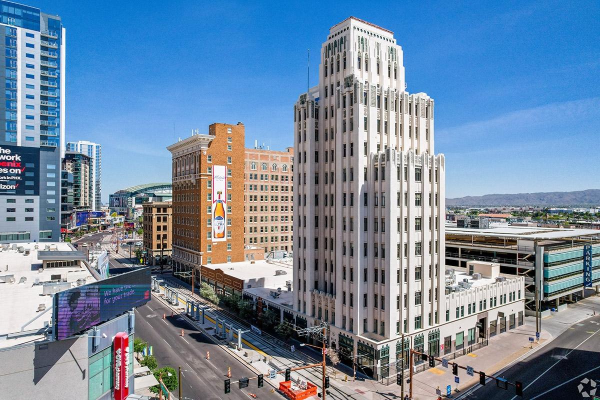 High-rise buildings stretch tall in Roosevelt Row.