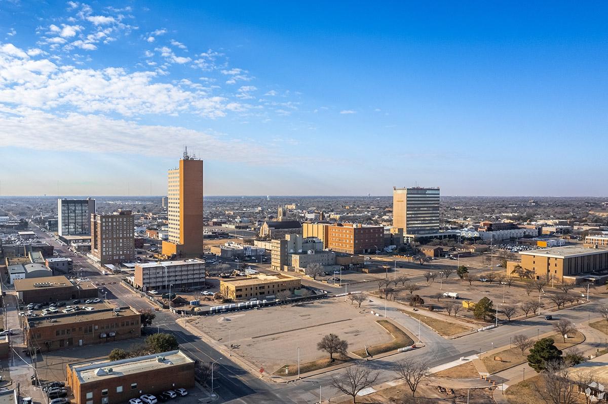Lubbock has a few taller buildings, but is primarily a smaller city.