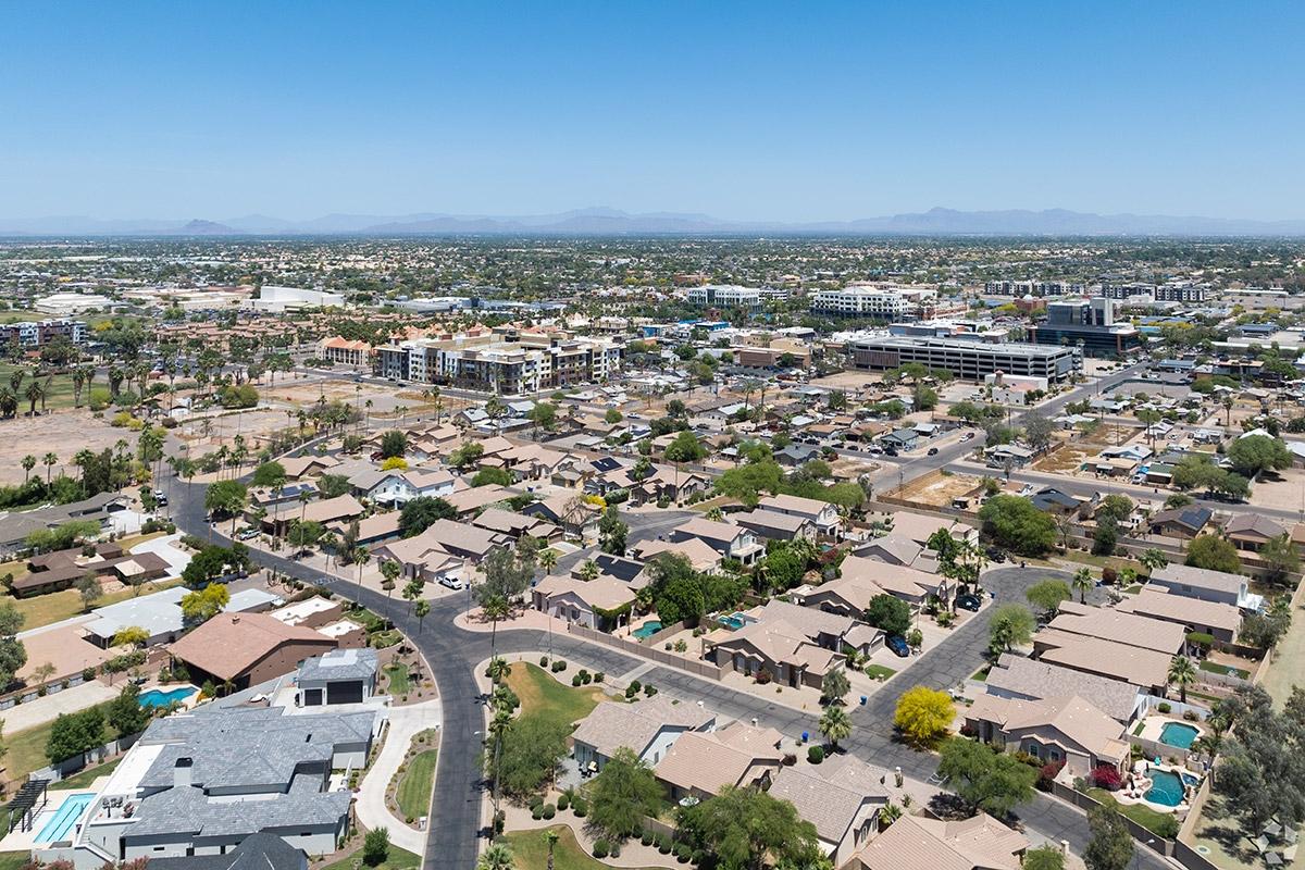 Homes in Chandler rest next to downtown and apartment communities.