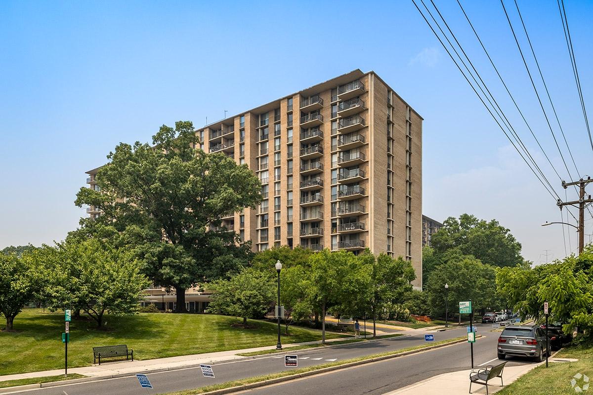 Columbia Forest has many apartment communities covered in trees.