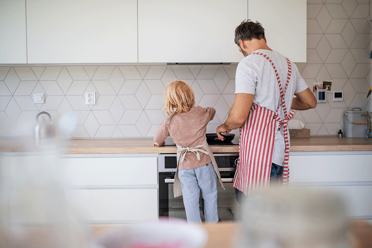 Dad and Daughter in Kitchen