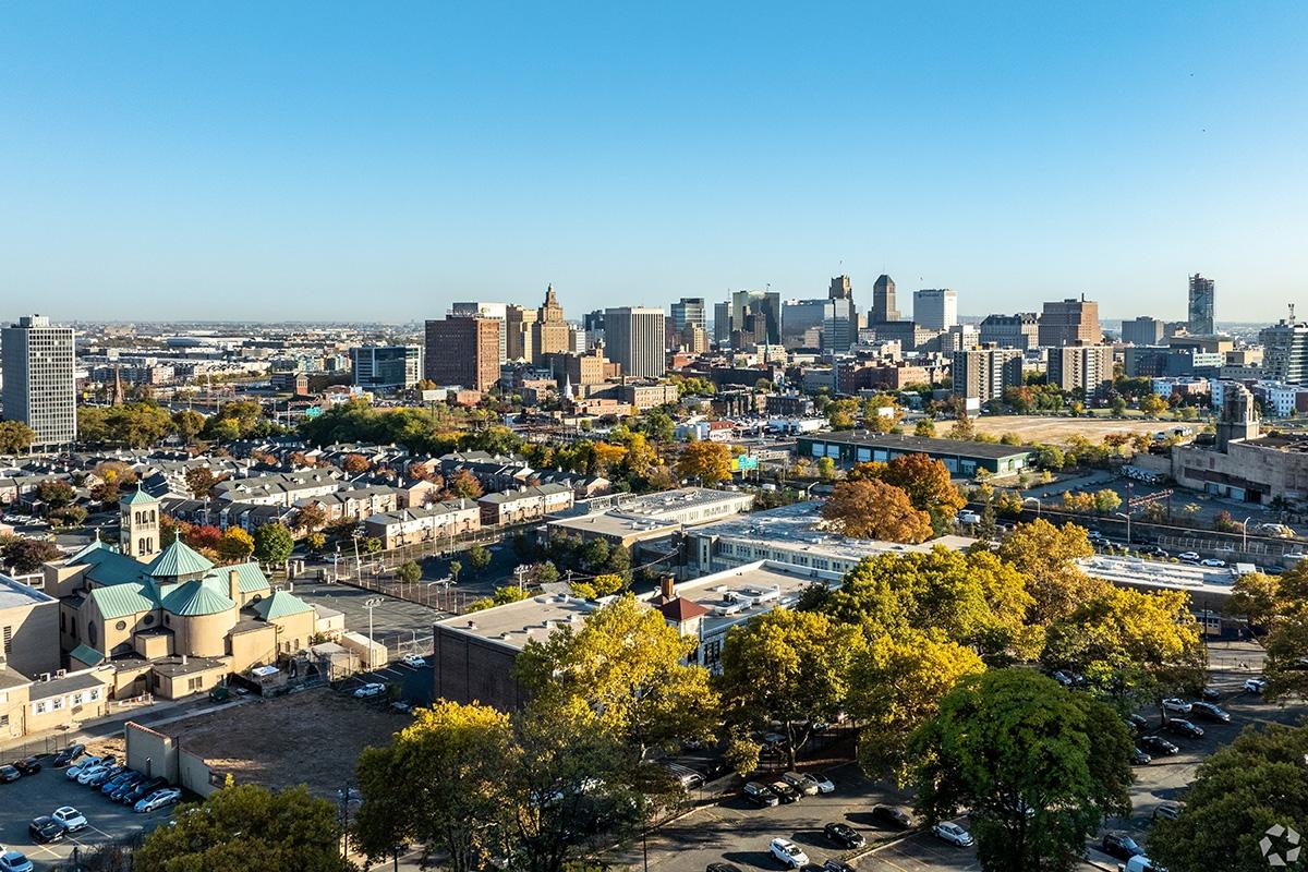 An aerial view of Newark, the biggest city in the Northern New Jersey market.