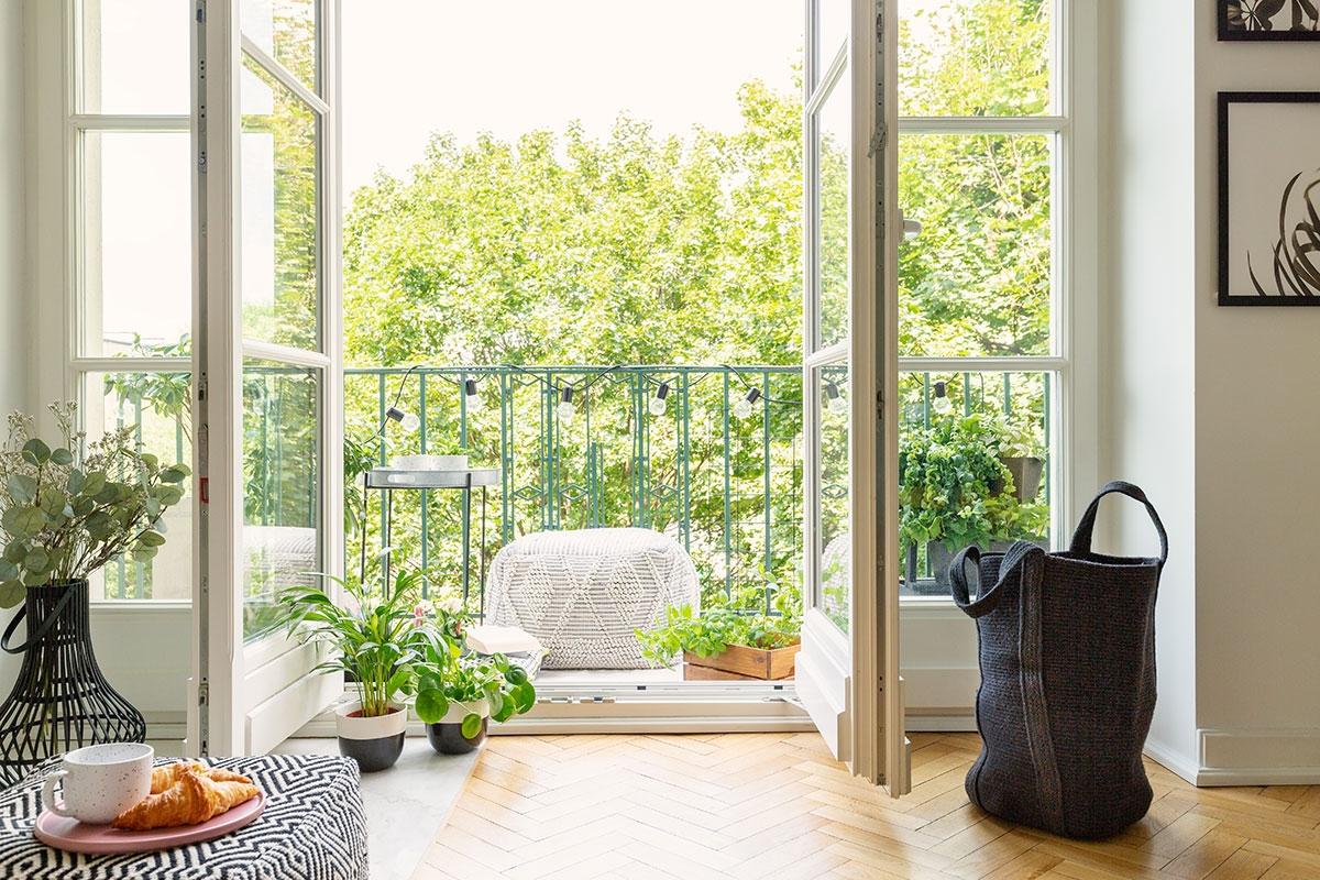 Apartment balcony designed functionally for hosting.