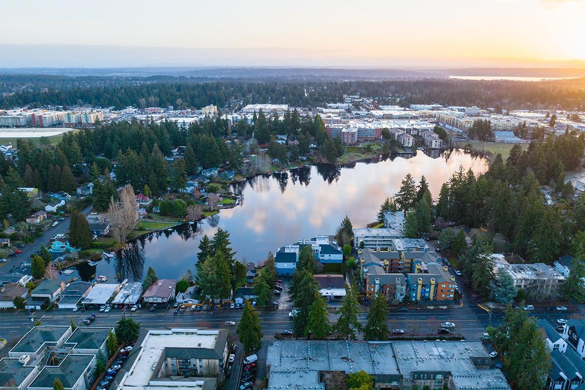 Bitter Lake with Aurora Shopping Center in the background.