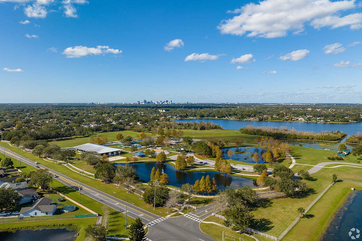 An aerial view of Barber Lake in Conway.