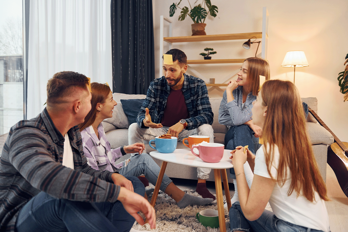 Renters socializing in an apartment
