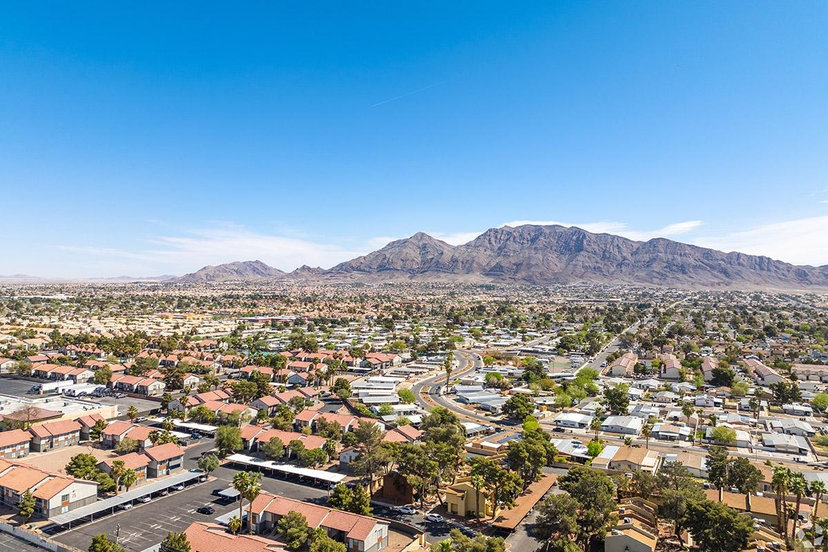 Sunrise Manor is filled with homes with a backdrop of the mountains.