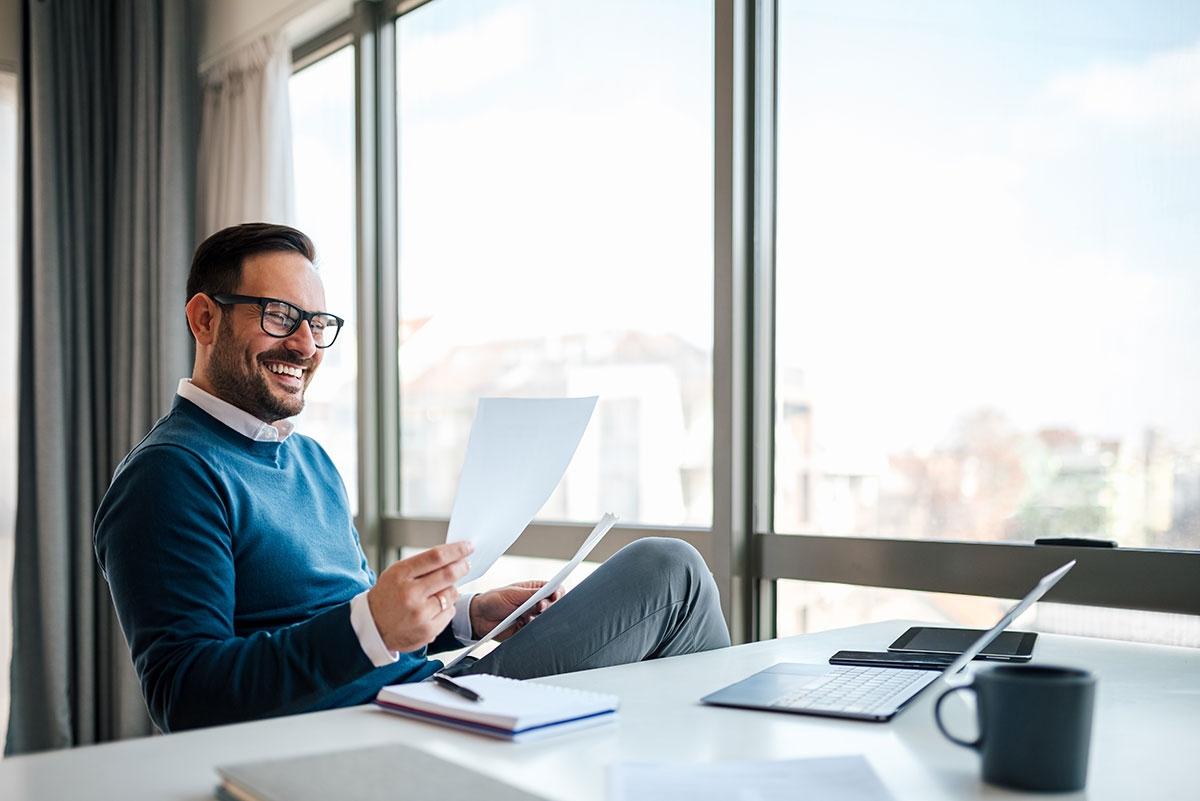 Renter smiling at refunded security deposit.