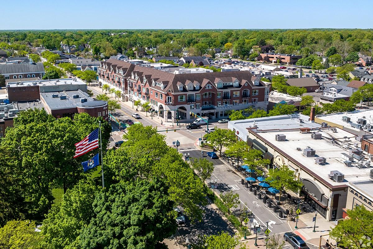 Plymouth has a small dowtown centered around a green space.