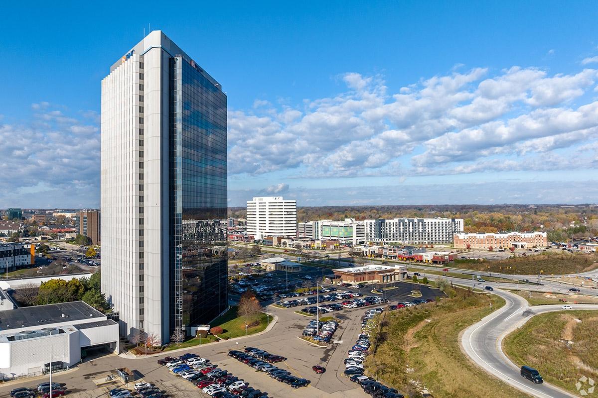 Troy contains both commercial and residential buildings on its main strip.