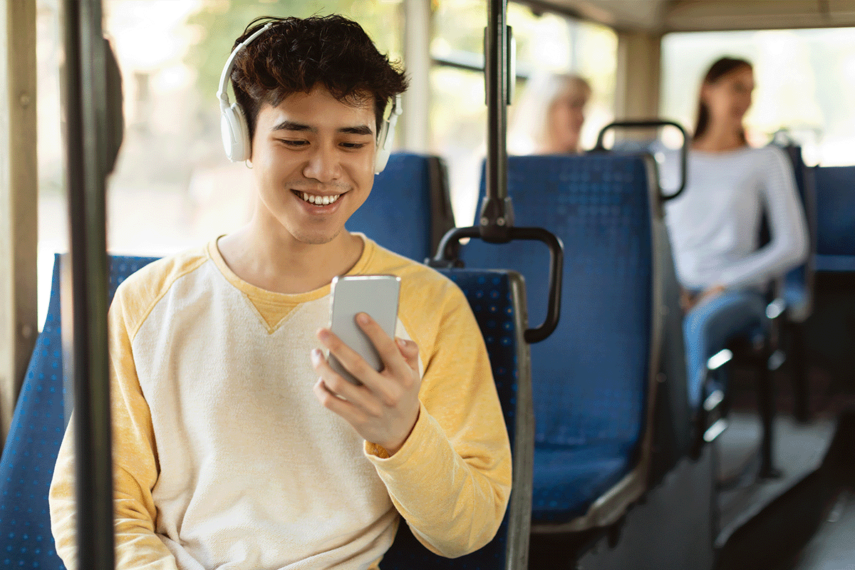 Commuter Listening to Music