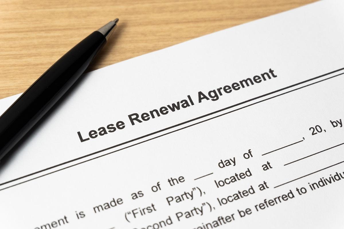 Photo of a lease renewal agreement for an apartment.