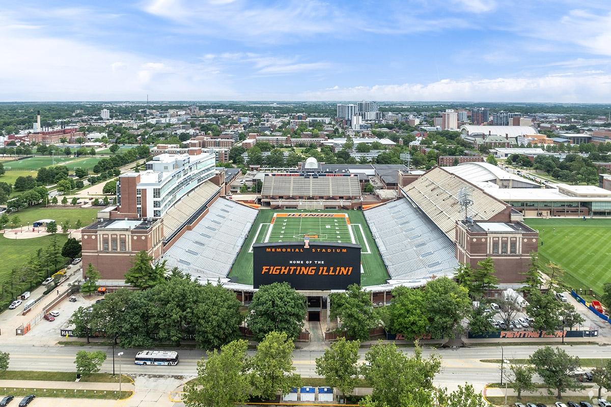 The football stadium gets packed during game days.