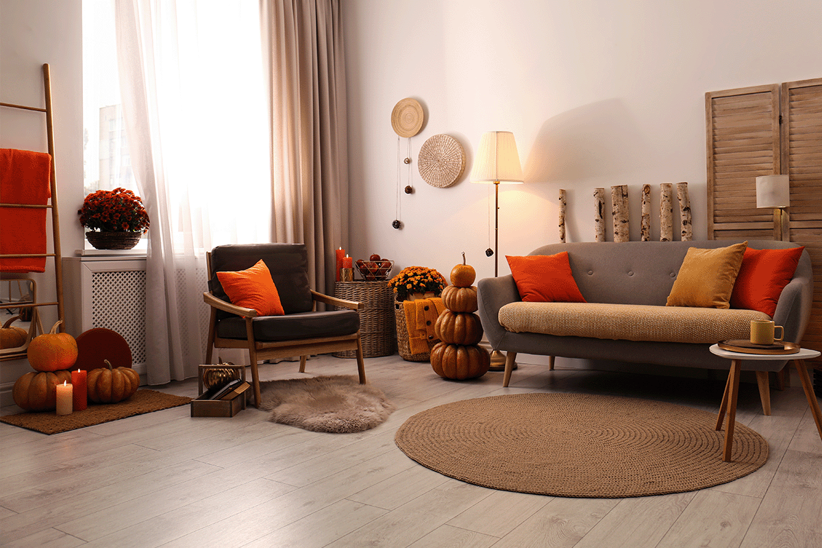 Apartment living room with fall colors