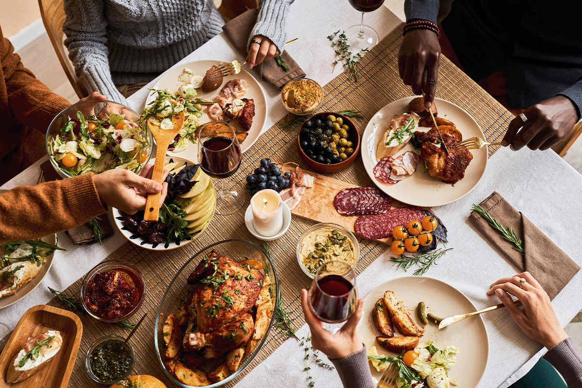 Friendsgiving dinner spread