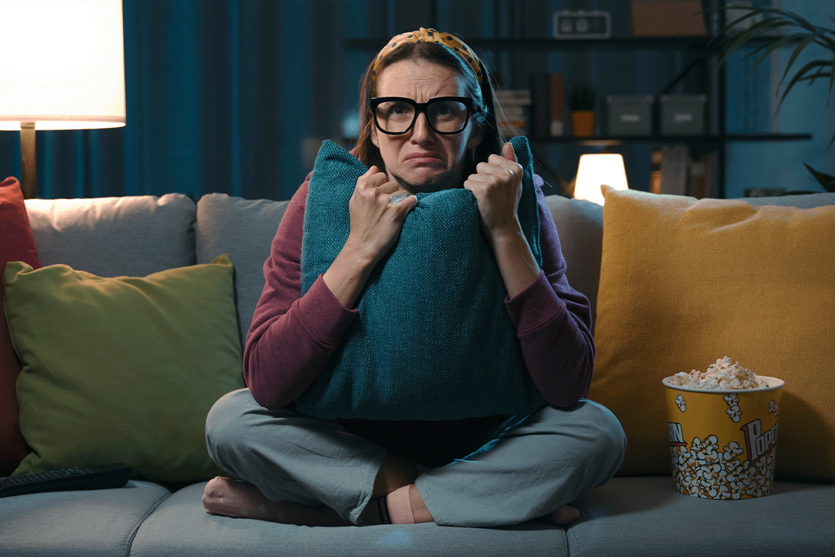 Renter watching a scary movie