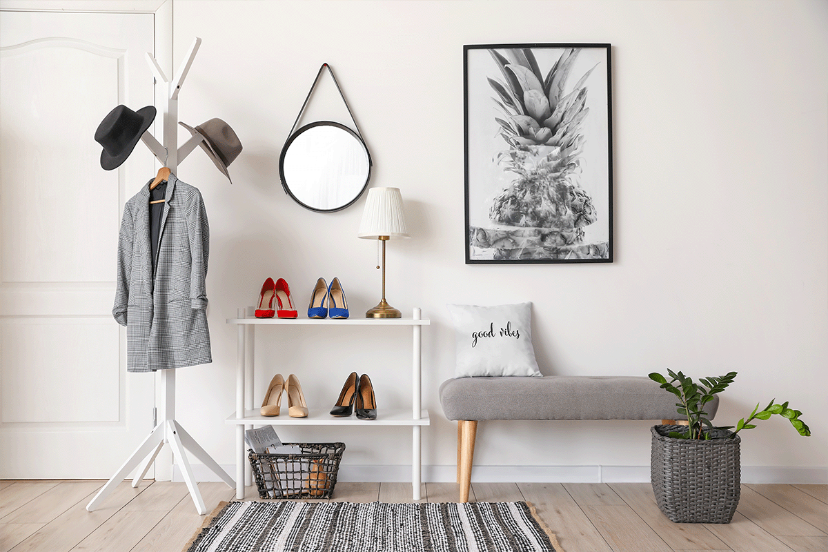 Winter gear in entryway