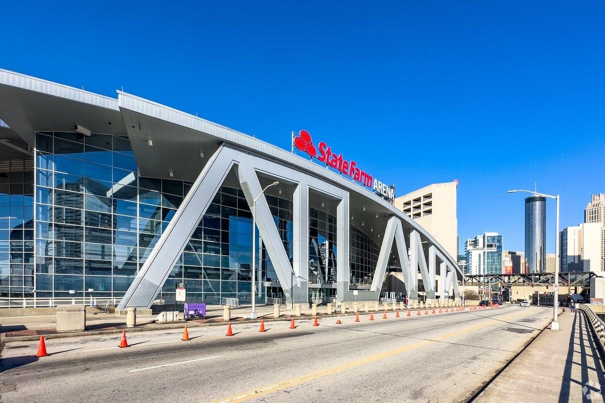 State Farm Arena sits on a major street.