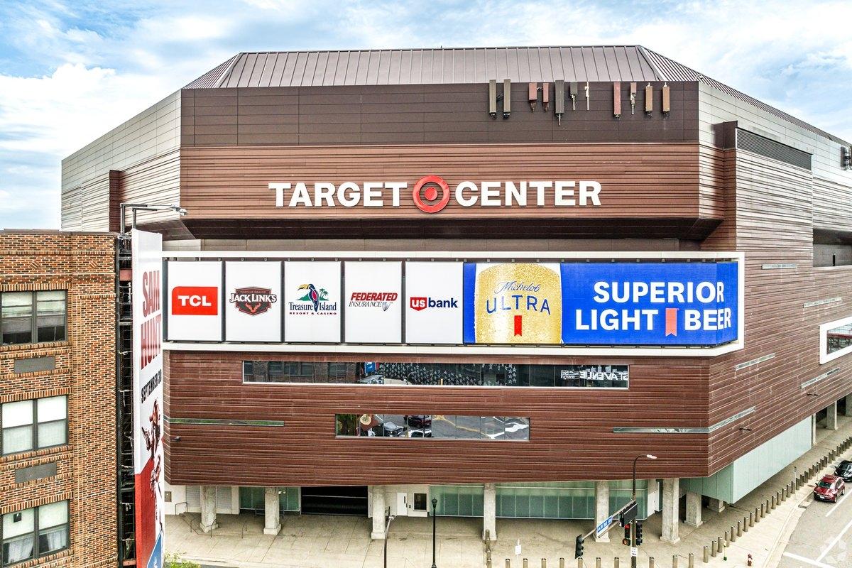 Target Center is surrounded by sidewalks.
