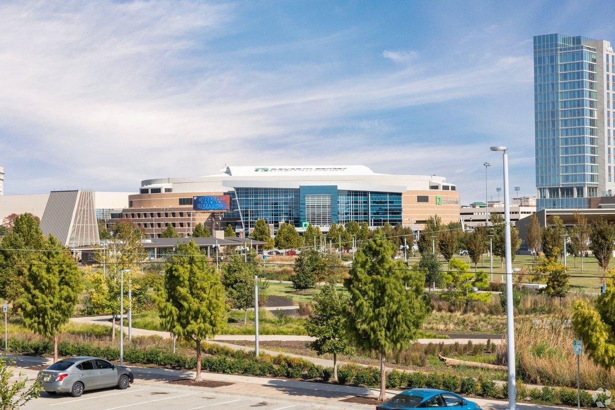Paycom Center sits right next to Scissortail Park.