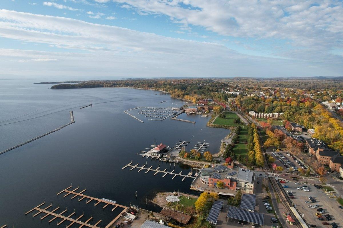 The trees along the waterfront of Lake Champlain are turning yellows and oranges.