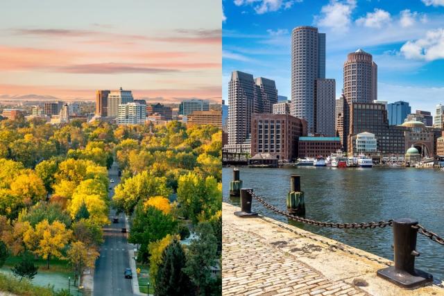 Boise, ID and Boston, MA.