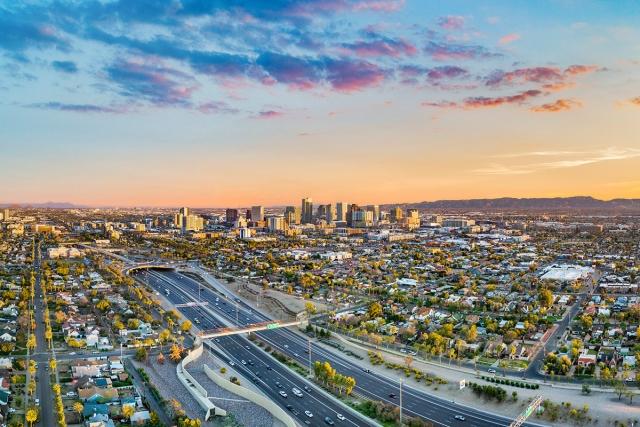 Phoenix stretches as far as the eye can see during sunset.