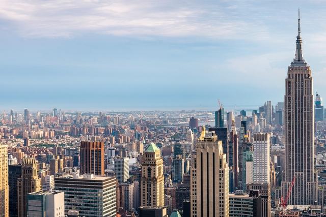New York stretches with lots of skyscrapers filling the skyline.