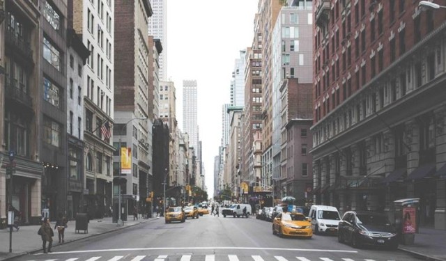 Street-level view of Manhattan